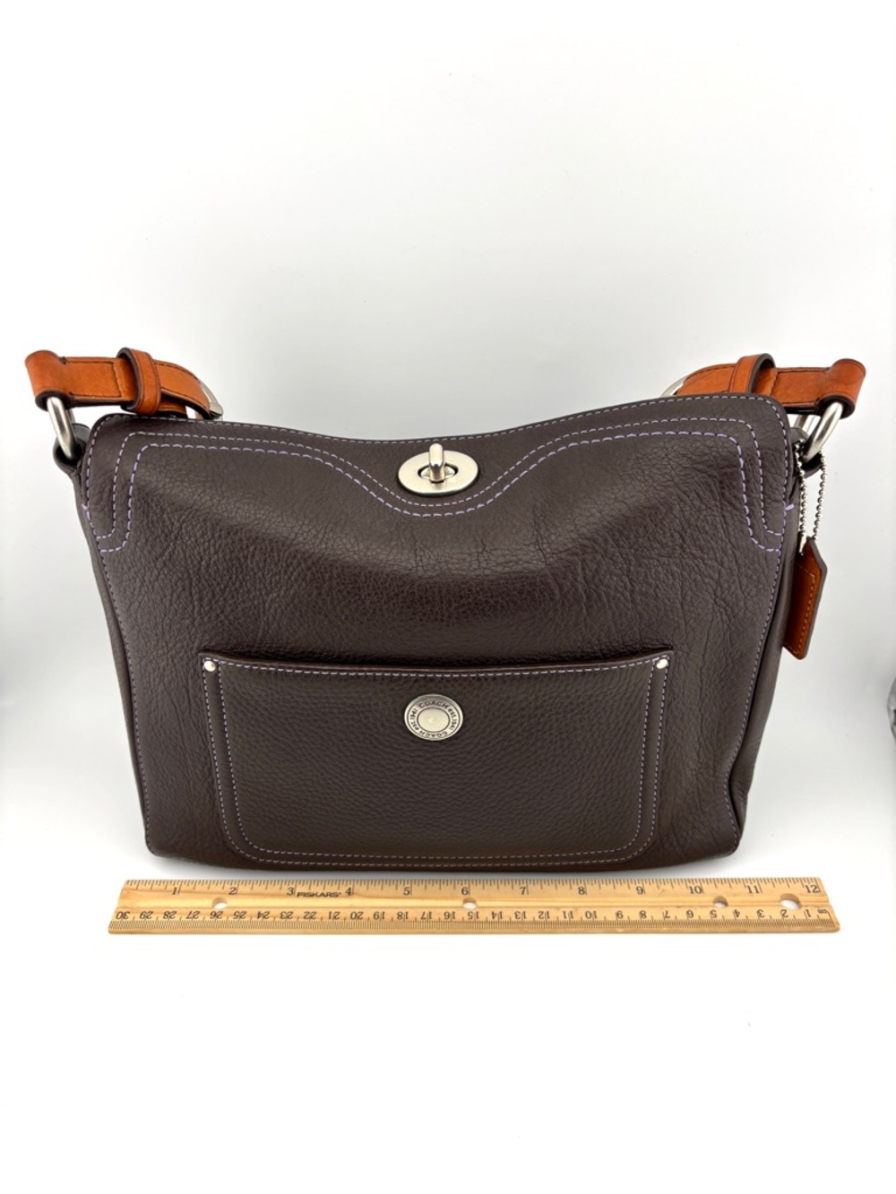 Coach E06S-10131 Chelsea Brown Pebbled Leather Hobo Shoulder Handbag - Picture 11 of 14